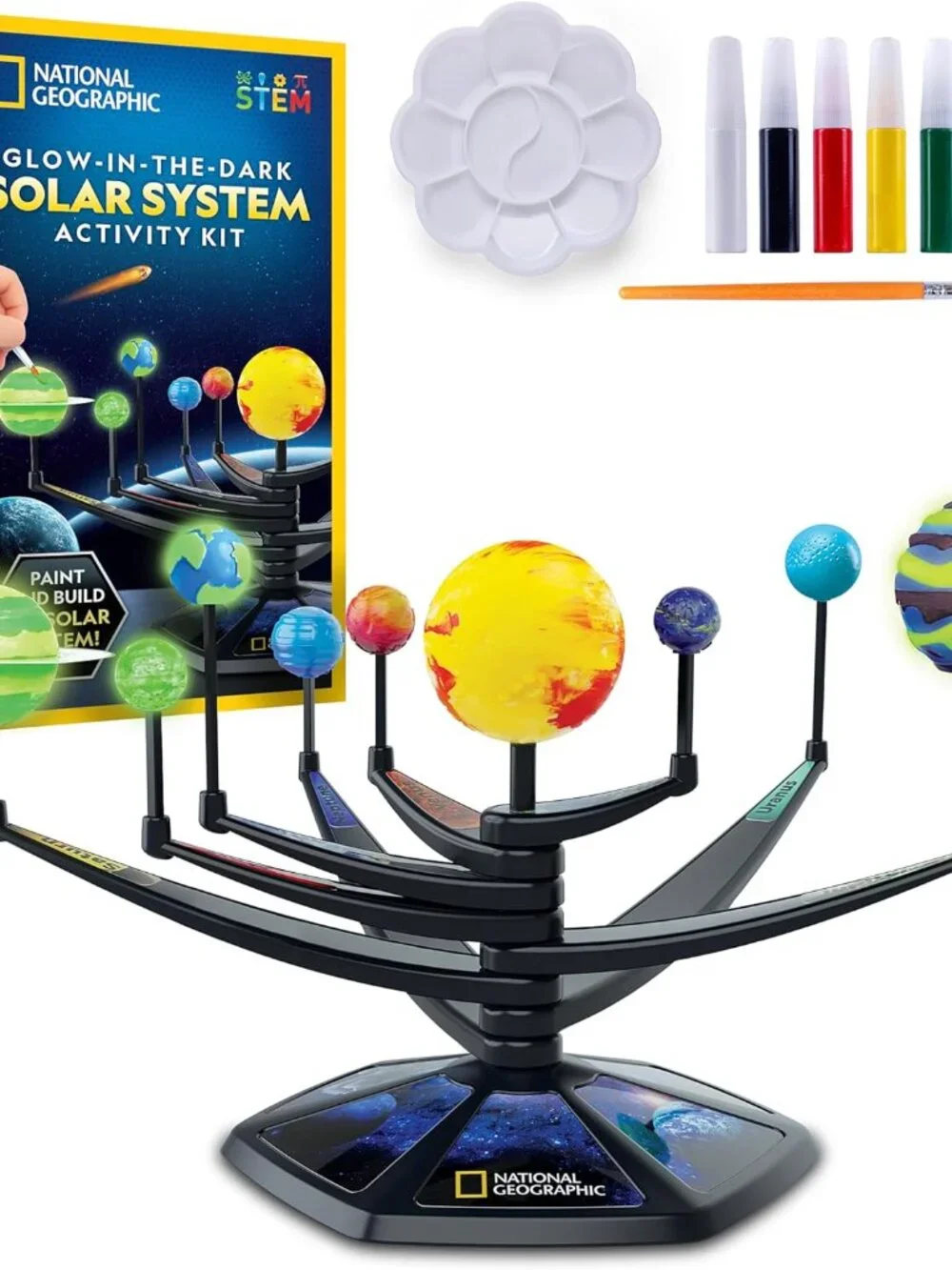 New National Geographic Glow-in-the-Dark Solar System Model Kit for Kids - Build